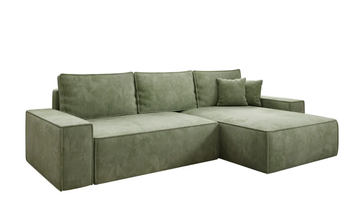 Designer Ecksofa Lunaro mit Schlaf- und Klappfunktion in Cord