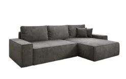 Designer Ecksofa Lunaro mit Schlaf- und Klappfunktion in Cord
