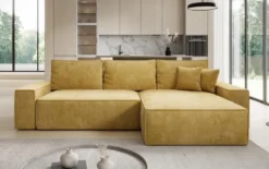 Designer Ecksofa Lunaro mit Schlaf- und Klappfunktion in Cord