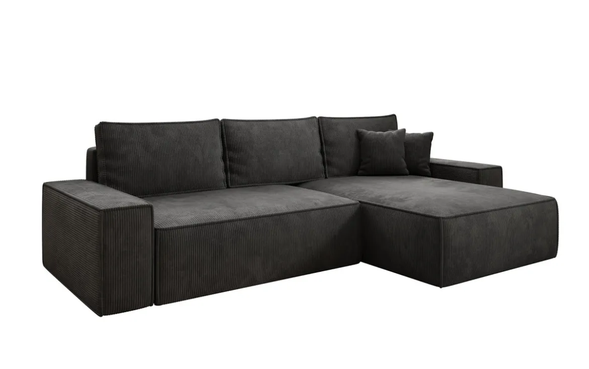 Designer Ecksofa Lunaro mit Schlaf- und Klappfunktion in Cord