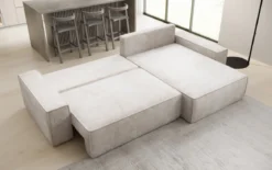 Designer Ecksofa Lunaro mit Schlaf- und Klappfunktion in Cord