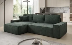 Designer Ecksofa Lunaro mit Schlaf- und Klappfunktion in Cord