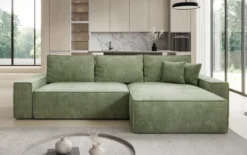 Designer Ecksofa Lunaro mit Schlaf- und Klappfunktion in Cord