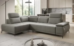Designer Ecksofa Lyra mit elektrischer Schlaffunktion in Echtleder