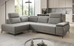 Designer Ecksofa Lyra mit elektrischer Schlaffunktion in Echtleder