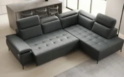 Designer Ecksofa Lyra mit elektrischer Schlaffunktion in Echtleder