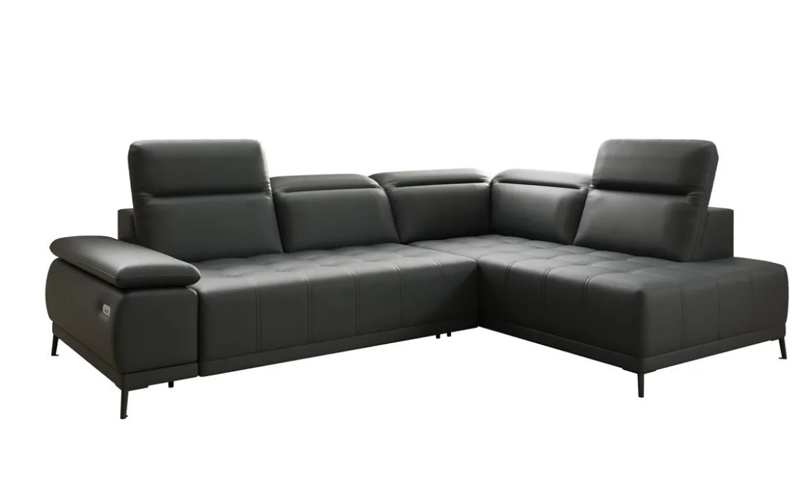 Designer Ecksofa Lyra mit elektrischer Schlaffunktion in Echtleder
