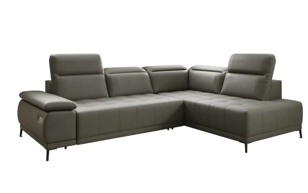 Designer Ecksofa Lyra mit elektrischer Schlaffunktion in Echtleder