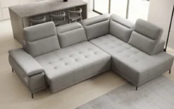 Designer Ecksofa Lyra mit elektrischer Schlaffunktion in Echtleder