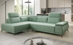Designer Ecksofa Lyra mit elektrischer Schlaffunktion in Echtleder