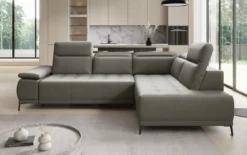 Designer Ecksofa Lyra mit elektrischer Schlaffunktion in Echtleder