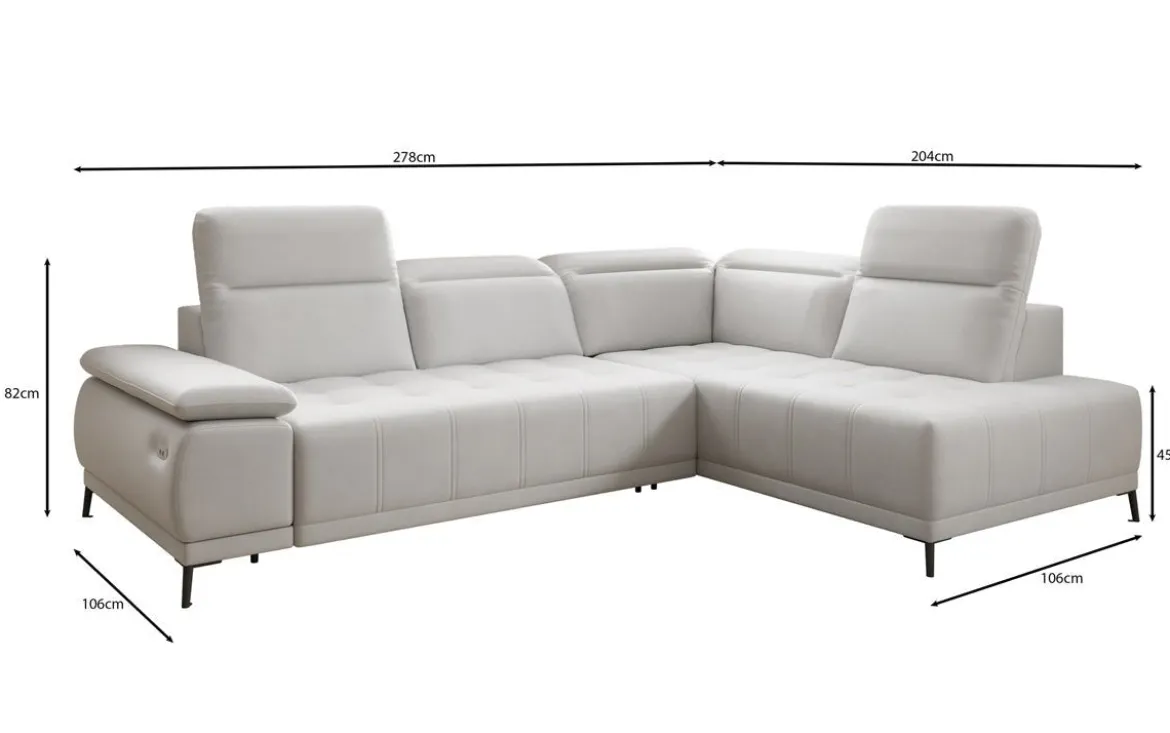 Designer Ecksofa Lyra mit elektrischer Schlaffunktion in Echtleder