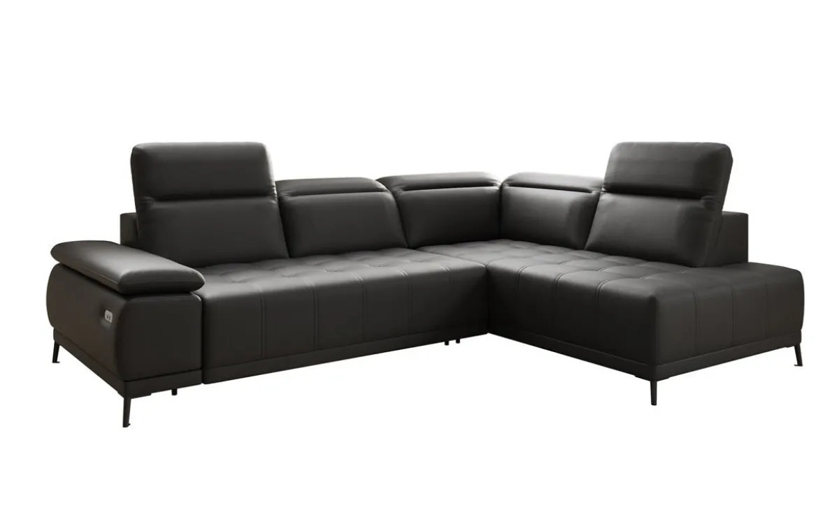 Designer Ecksofa Lyra mit elektrischer Schlaffunktion in Echtleder