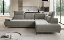 Designer Ecksofa Lyra mit elektrischer Schlaffunktion in Echtleder