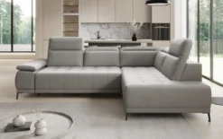 Designer Ecksofa Lyra mit elektrischer Schlaffunktion in Echtleder