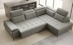 Designer Ecksofa Lyra mit elektrischer Schlaffunktion in Echtleder