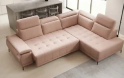 Designer Ecksofa Lyra mit elektrischer Schlaffunktion in Echtleder