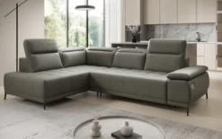 Designer Ecksofa Lyra mit elektrischer Schlaffunktion in Echtleder