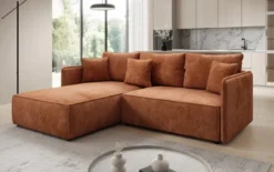 Designer Ecksofa Marlen mit Schlaf- und Klappfunktion in Cord