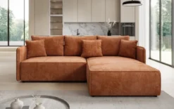 Designer Ecksofa Marlen mit Schlaf- und Klappfunktion in Cord