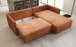 Designer Ecksofa Marlen mit Schlaf- und Klappfunktion in Cord