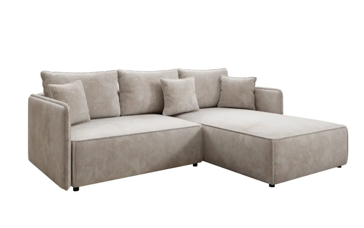 Designer Ecksofa Marlen mit Schlaf- und Klappfunktion in Cord
