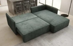 Designer Ecksofa Marlen mit Schlaf- und Klappfunktion in Cord