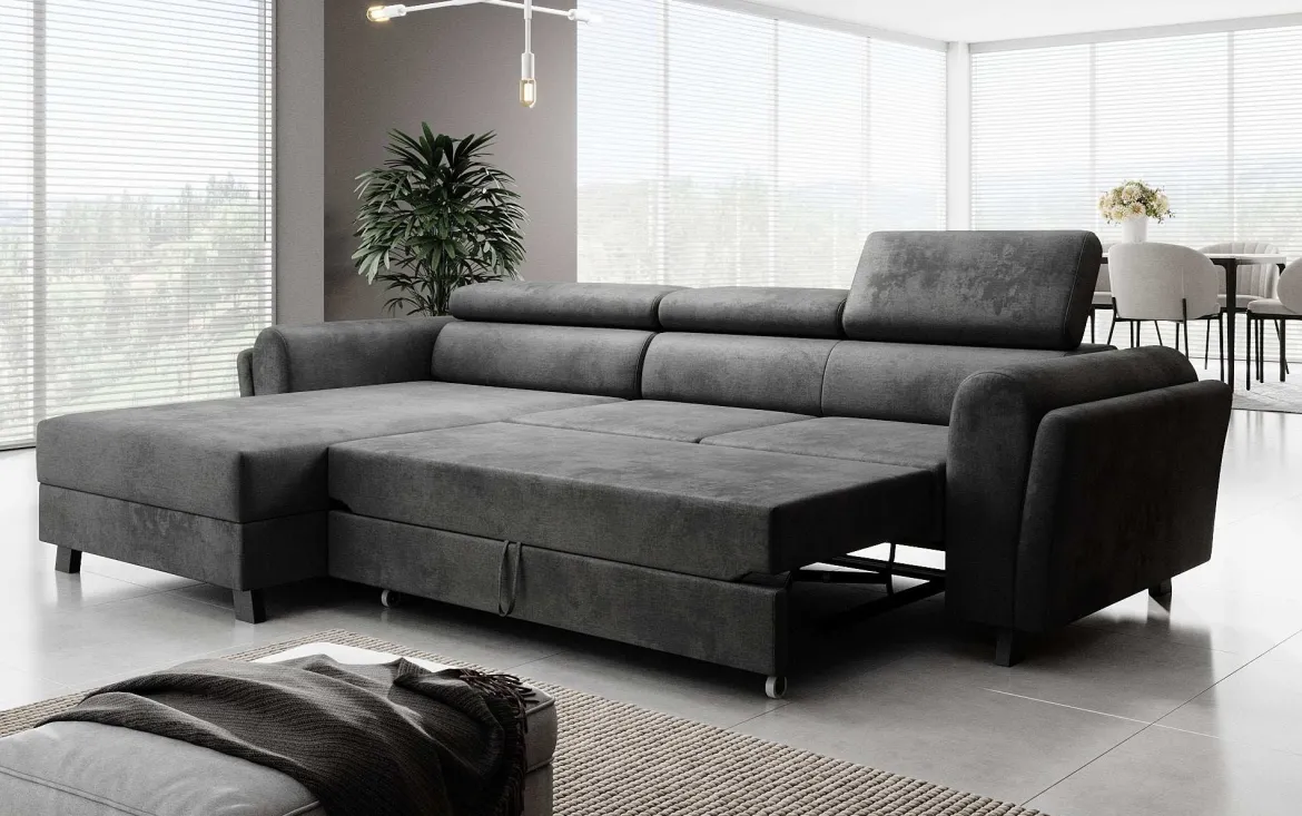 Designer Ecksofa Massimo mit Schlaf- und Klappfunktion