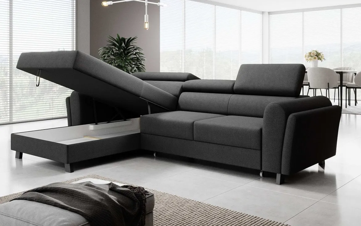 Designer Ecksofa Massimo mit Schlaf- und Klappfunktion
