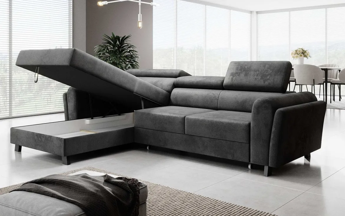 Designer Ecksofa Massimo mit Schlaf- und Klappfunktion