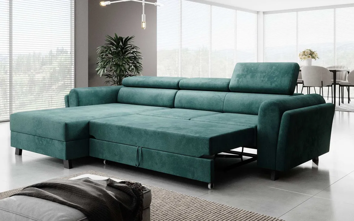 Designer Ecksofa Massimo mit Schlaf- und Klappfunktion