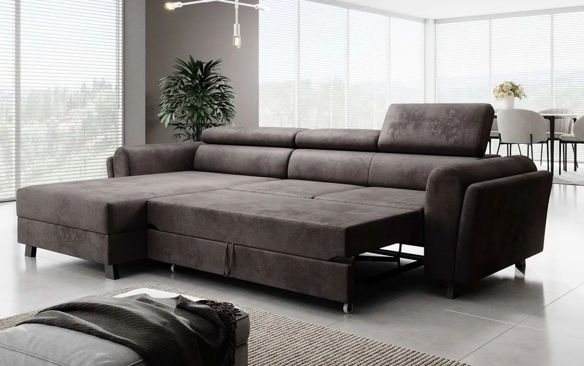 Designer Ecksofa Massimo mit Schlaf- und Klappfunktion