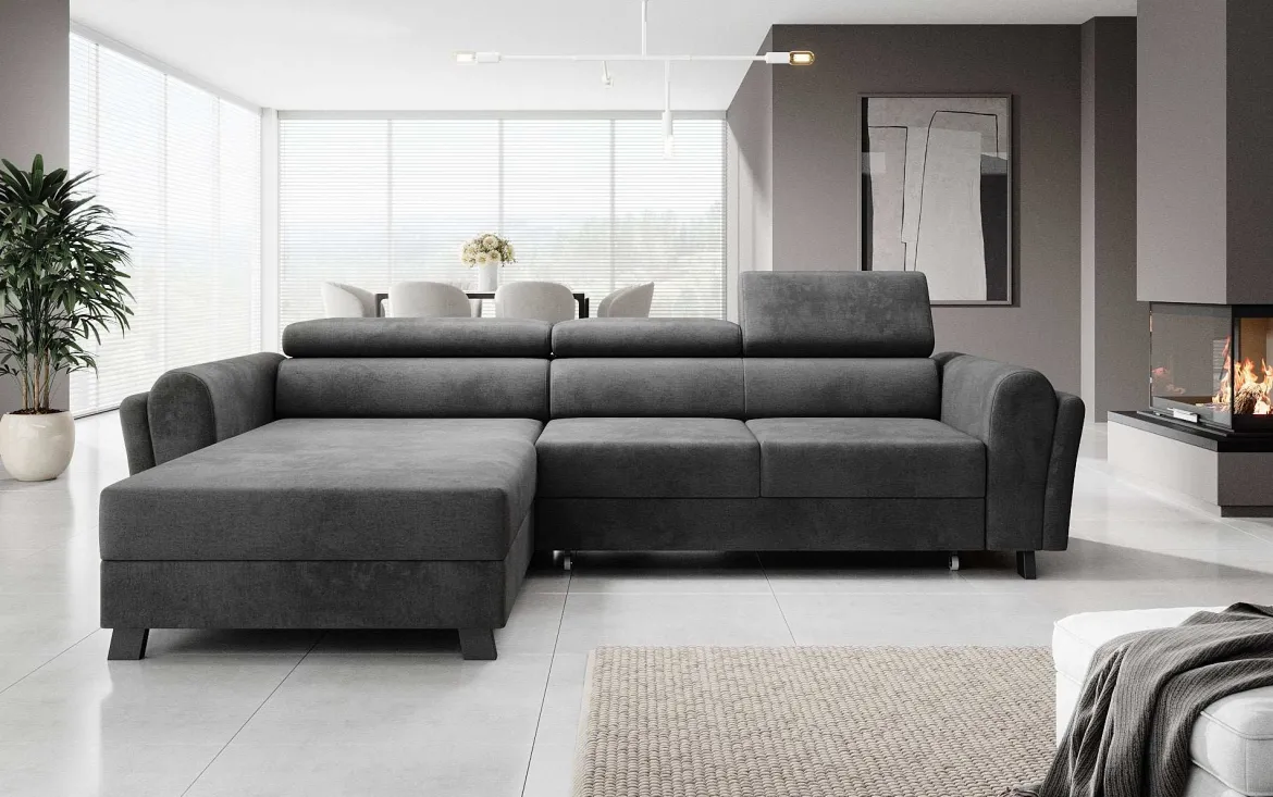 Designer Ecksofa Massimo mit Schlaf- und Klappfunktion