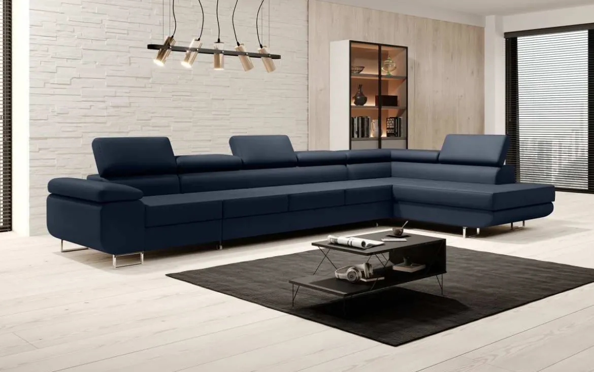 Designer Ecksofa Maxi mit Schlaf - und Klappfunktion in Samt