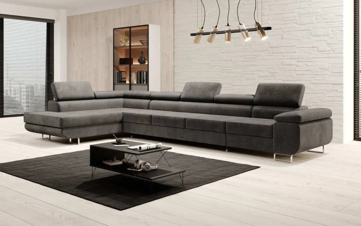 Designer Ecksofa Maxi mit Schlaf - und Klappfunktion in Samt