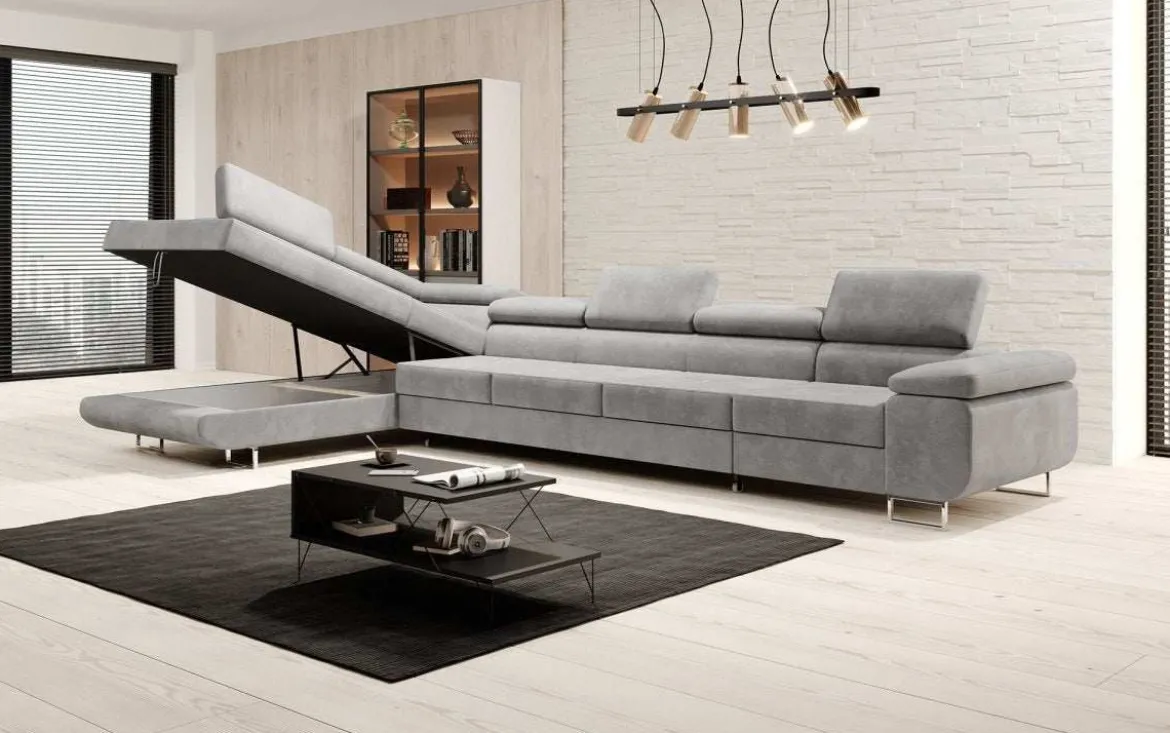 Designer Ecksofa Maxi mit Schlaf - und Klappfunktion in Samt