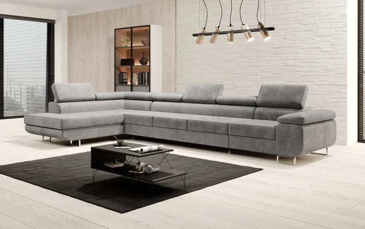 Designer Ecksofa Maxi mit Schlaf - und Klappfunktion in Samt