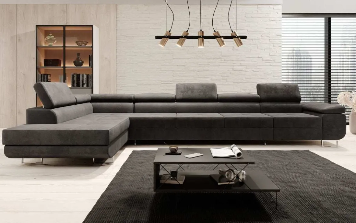 Designer Ecksofa Maxi mit Schlaf - und Klappfunktion in Samt
