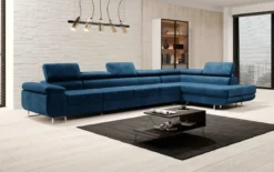 Designer Ecksofa Maxi mit Schlaf - und Klappfunktion in Samt