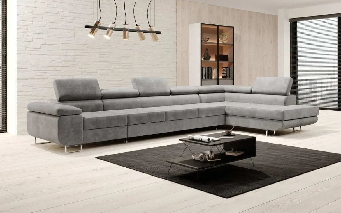 Designer Ecksofa Maxi mit Schlaf - und Klappfunktion in Samt