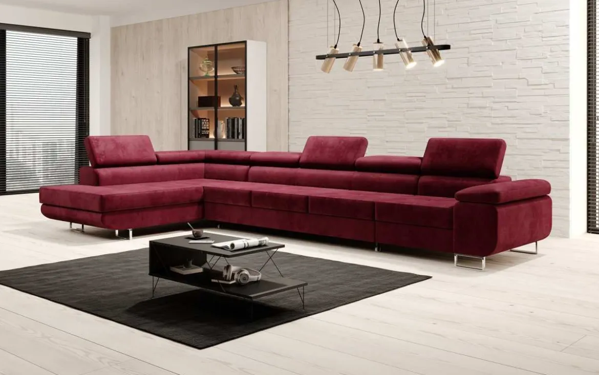 Designer Ecksofa Maxi mit Schlaf - und Klappfunktion in Samt