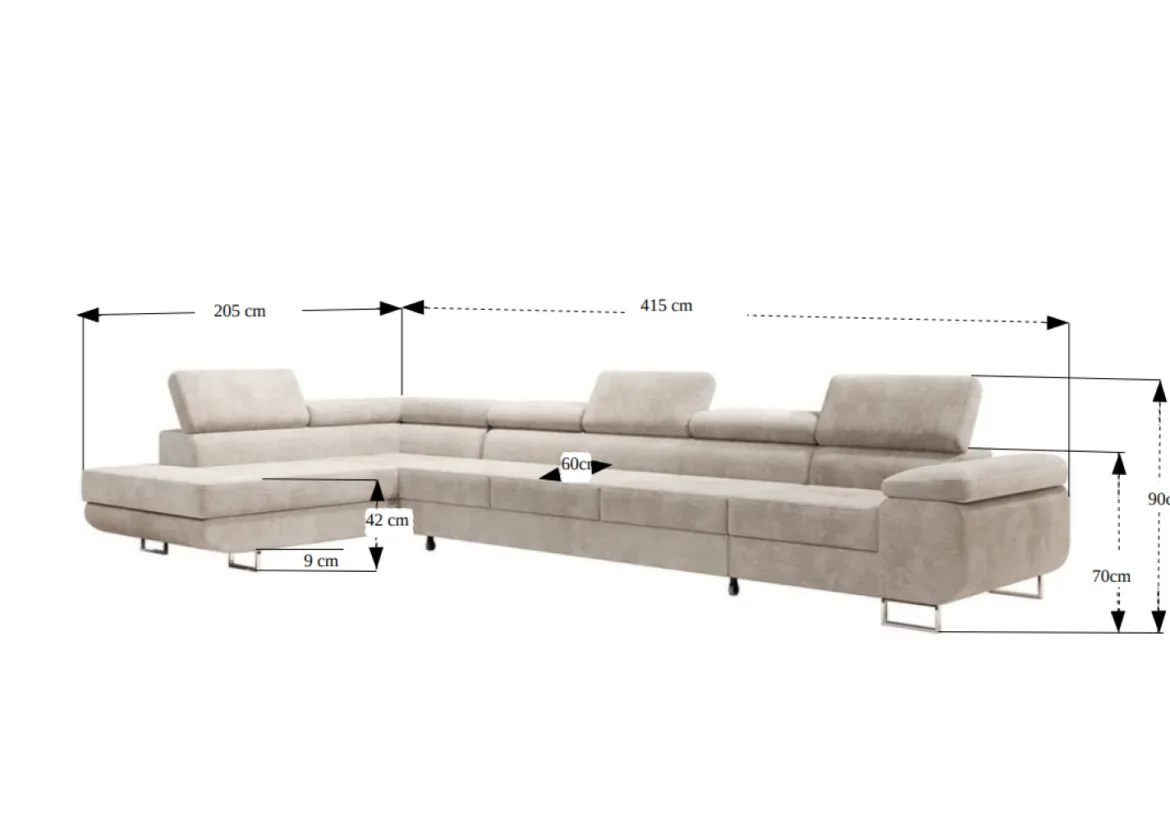 Designer Ecksofa Maxi mit Schlaf - und Klappfunktion in Samt