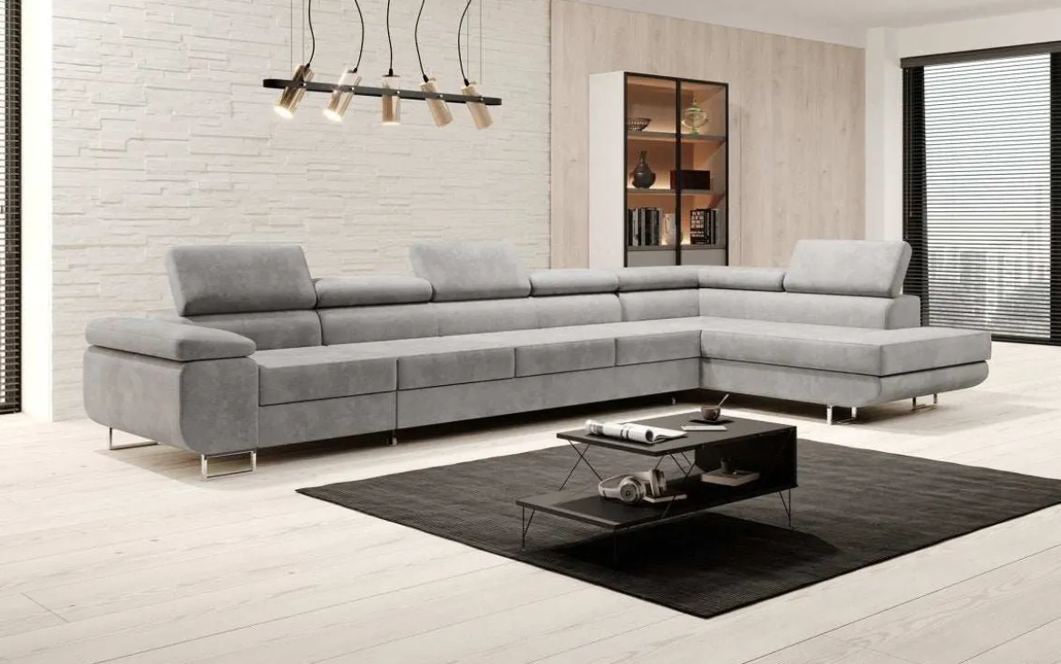 Designer Ecksofa Maxi mit Schlaf - und Klappfunktion in Samt