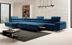 Designer Ecksofa Maxi mit Schlaf - und Klappfunktion in Samt