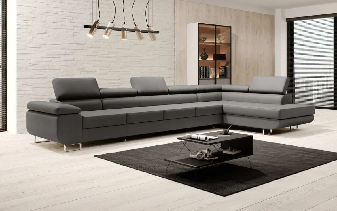 Designer Ecksofa Maxi mit Schlaf - und Klappfunktion in Samt
