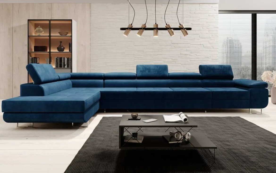 Designer Ecksofa Maxi mit Schlaf - und Klappfunktion in Samt