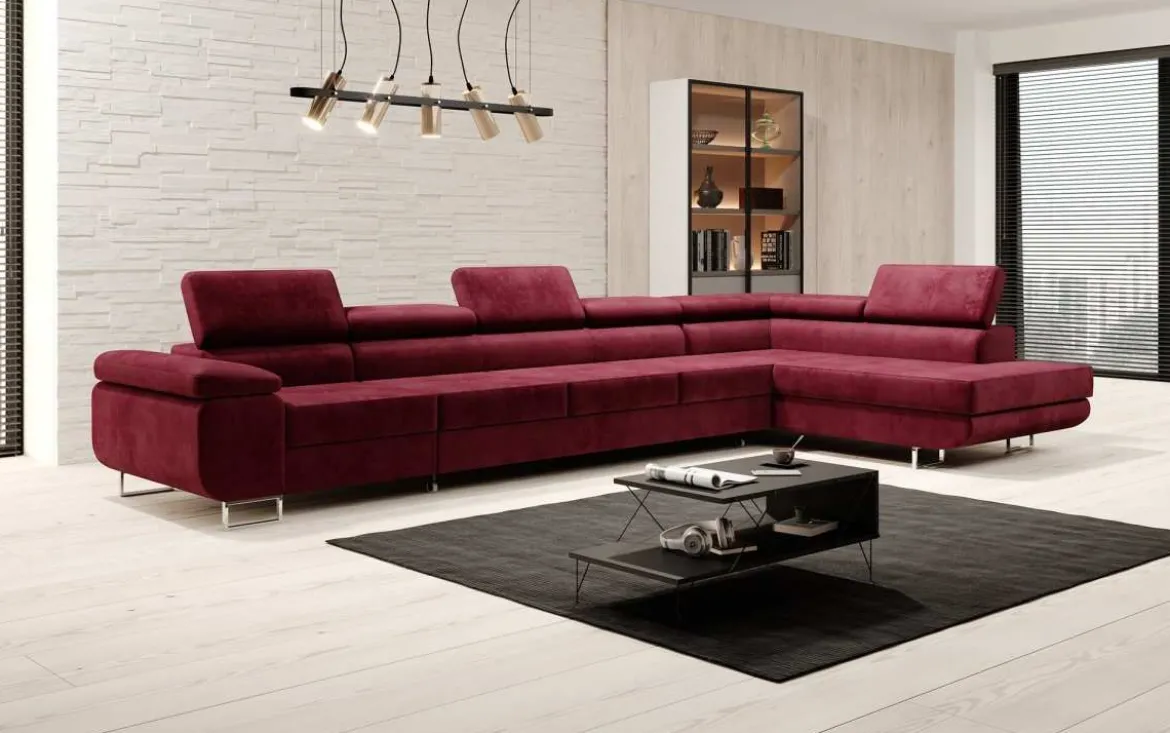 Designer Ecksofa Maxi mit Schlaf - und Klappfunktion in Samt