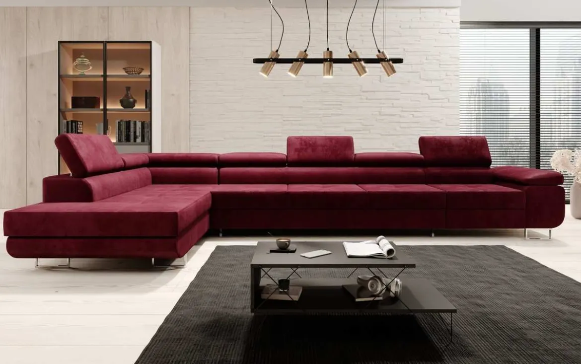 Designer Ecksofa Maxi mit Schlaf - und Klappfunktion in Samt
