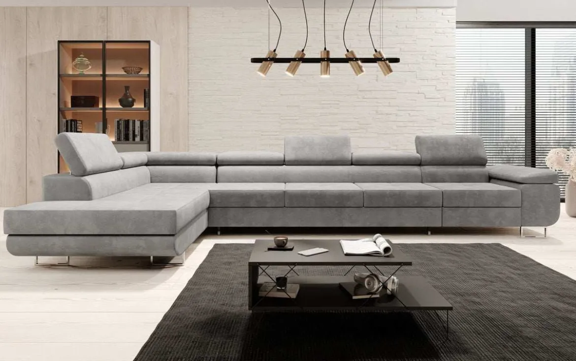 Designer Ecksofa Maxi mit Schlaf - und Klappfunktion in Samt