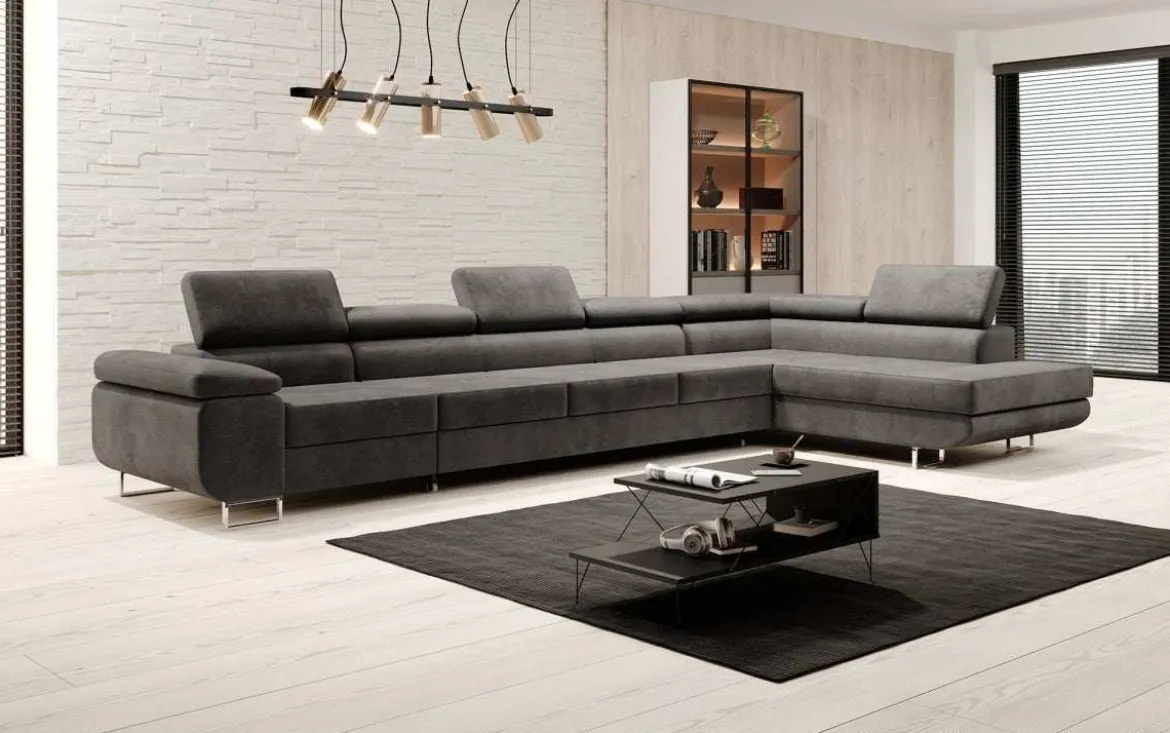 Designer Ecksofa Maxi mit Schlaf - und Klappfunktion in Samt